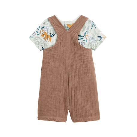 Ensemble salopette bébé en gaze de coton et t-shirt baroudeur Marron 3 - vertbaudet enfant 