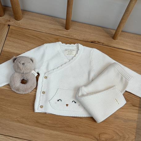 Ensemble bébé gilet et pantalon en tricot colette Ecru 6 - vertbaudet enfant 
