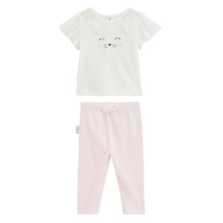 Ensemble bébé t-shirt en pointelle et legging badian Ecru 2 - vertbaudet enfant 