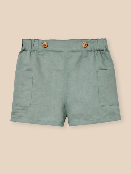 Short en lin et coton bébé Celadon 1 - vertbaudet enfant 