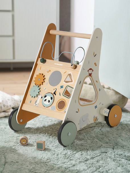 Chariot de marche avec freins en bois FSC® Cherry+Green Forest+Tanzanie 19 - vertbaudet enfant 