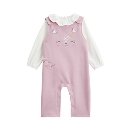 Ensemble salopette bébé en molleton et t-shirt miss chatchatchat Rose 2 - vertbaudet enfant 