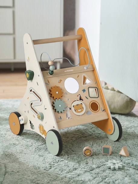 Chariot de marche avec freins en bois FSC® Cherry+Green Forest+Tanzanie 18 - vertbaudet enfant 