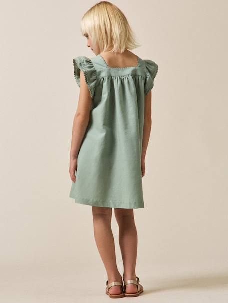 Robe clémence fille lin et coton - collection fêtes et mariages Celadon 4 - vertbaudet enfant 