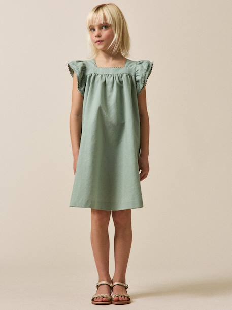 Robe clémence fille lin et coton - collection fêtes et mariages Celadon 5 - vertbaudet enfant 