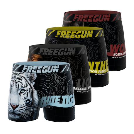 Lot de 4 boxers  wild life Turquoise/noir/marron/jaune/rouge 1 - vertbaudet enfant 