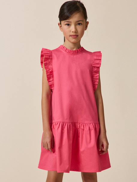 Robe fille charlotte en satin de coton - collection couture Rose pivoine 1 - vertbaudet enfant 