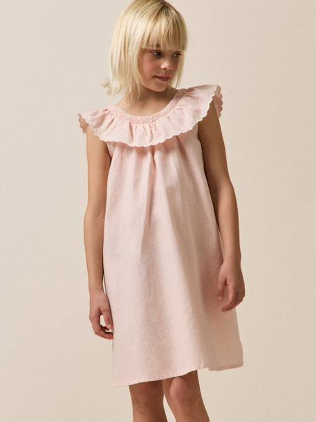 Fille-Robe  clotilde lin et coton - collection fêtes et mariages