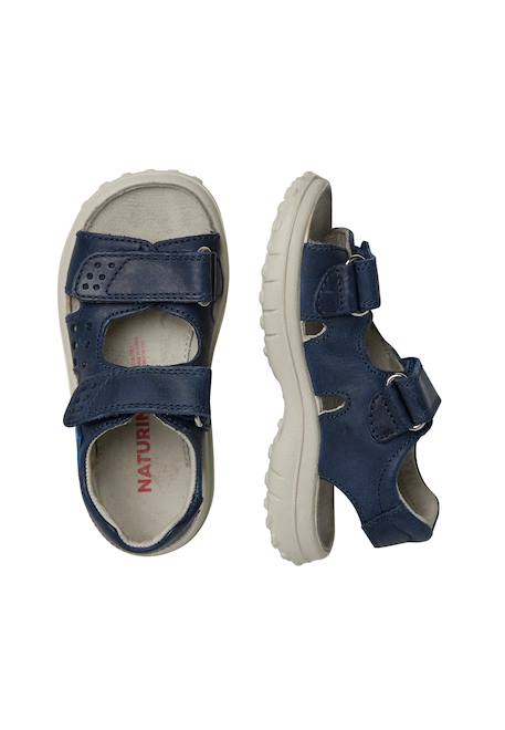 Sandales en cuir avec étoile dock Beige-+Bleu-jaune+Céleste-orange+Marine- 19 - vertbaudet enfant 