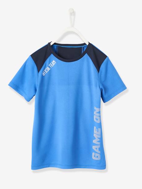 T-shirt de sport garçon matière technique effet colorblock bleu drapeau+noir 1 - vertbaudet enfant 