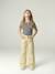 Pantalon large fille poches cœur jaune pâle+rose poudré 1 - vertbaudet enfant 