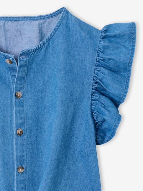 Blouse denim manches volantées bleu clair 5 - vertbaudet enfant 