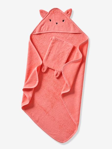 Cape de bain + gant de toilette BIO* amande+anthracite+blanc+bleu océan+caramel+rose 24 - vertbaudet enfant 