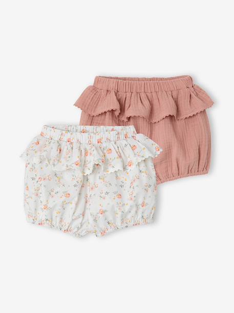 Lot 2 shorts bloomers bébé fille coton argile 1 - vertbaudet enfant 