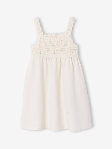 Robe fille crochet bretelles écru 2 - vertbaudet enfant 