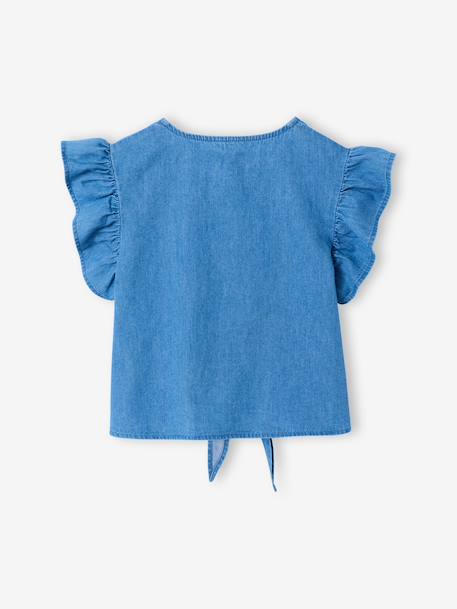 Blouse denim manches volantées bleu clair 4 - vertbaudet enfant 