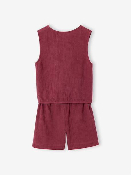 Ensemble short top fille gaze coton terracotta 4 - vertbaudet enfant 