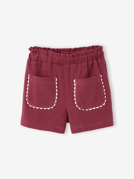 Ensemble short top fille gaze coton terracotta 2 - vertbaudet enfant 
