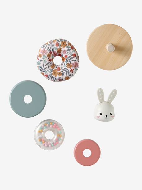 Tour à empiler lapin en bois FSC® Rétro Flower 3 - vertbaudet enfant 