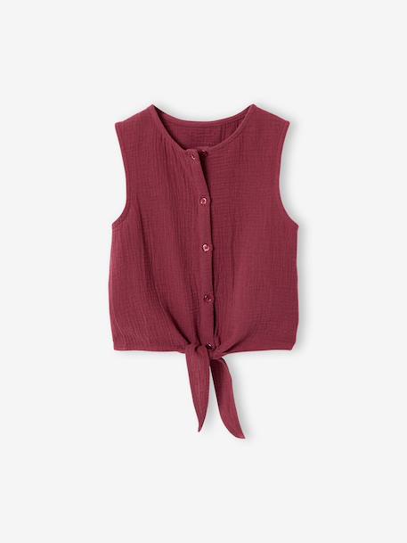Ensemble short top fille gaze coton terracotta 3 - vertbaudet enfant 