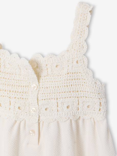 Robe fille crochet bretelles écru 4 - vertbaudet enfant 
