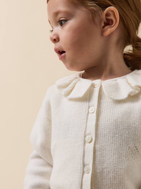 Cardigan coton biologique et laine bébé Ecru 3 - vertbaudet enfant 
