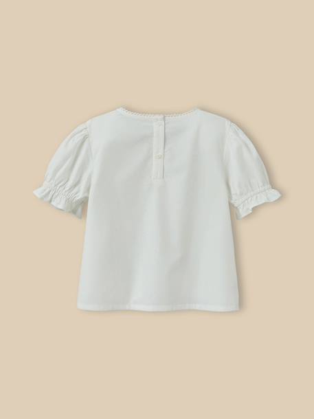 Blouse fille plastron brodée Ecru 3 - vertbaudet enfant 