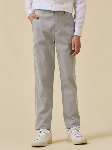 Pantalon de costume rayé garçon - collection fêtes et mariages Rayure bleu grise 1 - vertbaudet enfant 
