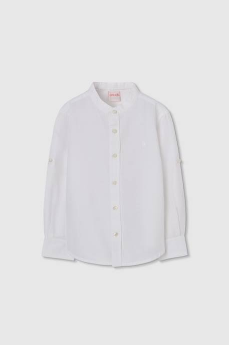 Chemise lin manches longues Blanc 1 - vertbaudet enfant 