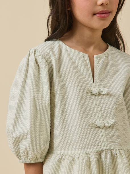 Blouse rayée en seersucker fille Rayure verte 3 - vertbaudet enfant 