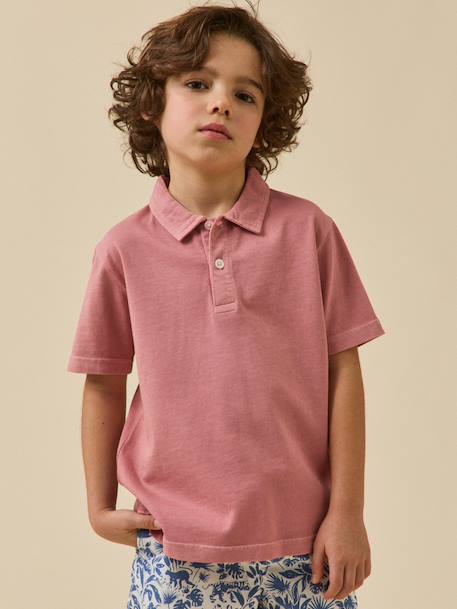 Polo garçon - coton biologique Menthe+Vieux rose 3 - vertbaudet enfant 