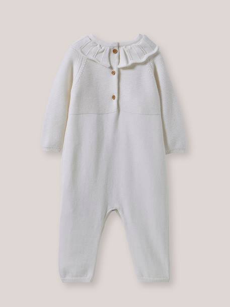 Combinaison à collerette bébé - coton biologique Ecru 4 - vertbaudet enfant 