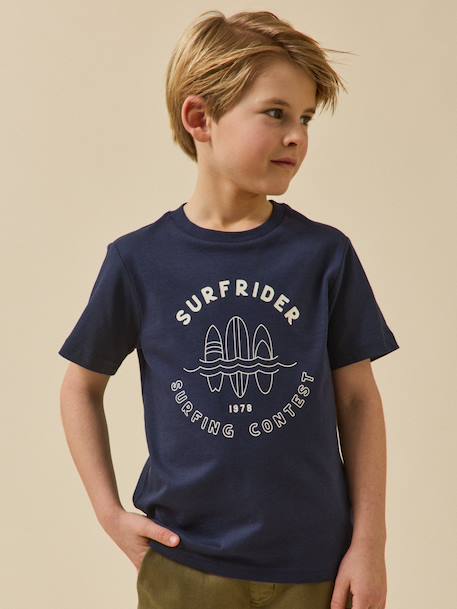 T-shirt imprimé garçon - coton biologique Blanc/surf+Bleu ciel / voilier+Bleu/skate+Celadon/fish+Gris chine/tennis+Marine / surflife 22 - vertbaudet enfant 