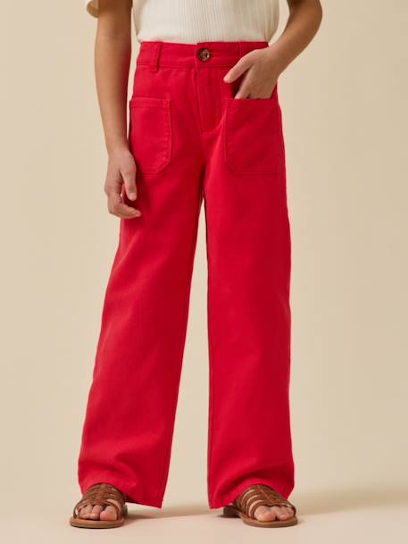 Pantalon droit  en denim Rose tendre+Rouge theatre 4 - vertbaudet enfant 