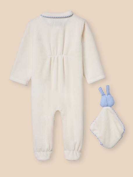 Dors-bien bébé en velours et son doudou Blanc doux 4 - vertbaudet enfant 