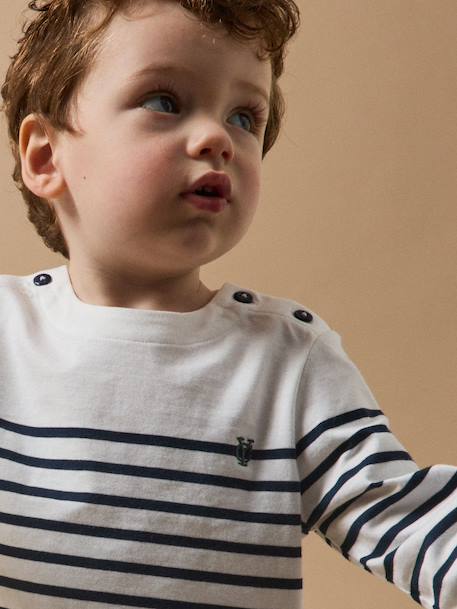 Marinière en coton biologique Rayure marine/ecru 3 - vertbaudet enfant 