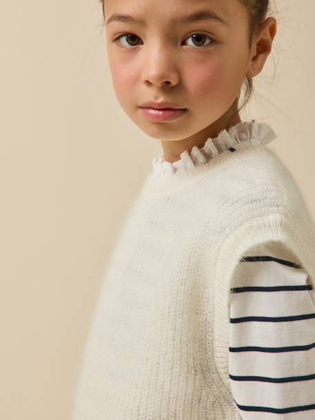 Pull sans manches fille - collection junior Ecru 3 - vertbaudet enfant 