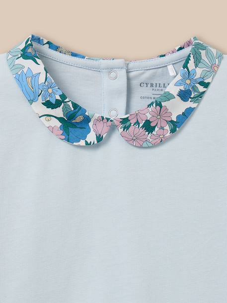 T-shirt col en tissu liberty  - coton biologique Liberty clara bell+Liberty lizzy 3 - vertbaudet enfant 