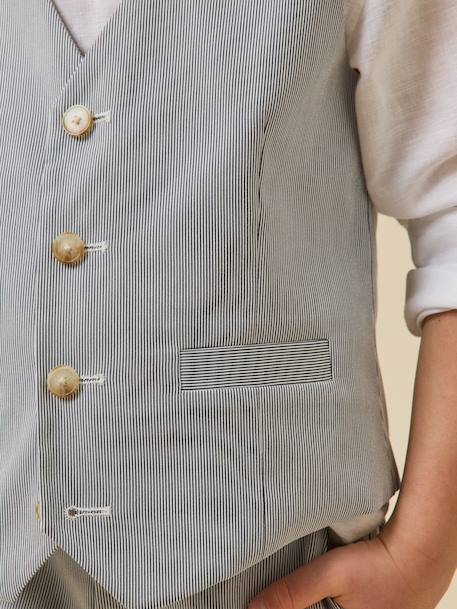Gilet de costume rayé garçon – collection fêtes et mariages Rayure bleu grise 3 - vertbaudet enfant 