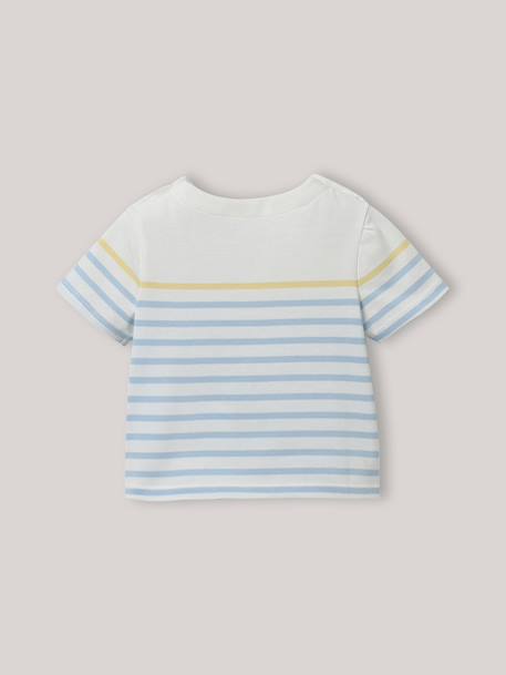 Marinière bébé - coton biologique Rayure amande+Rayure ciel 7 - vertbaudet enfant 
