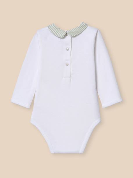 Body bébé col à carreaux - coton biologique Carreaux bleu+Rayure amande 8 - vertbaudet enfant 