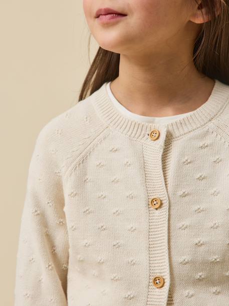 Cardigan  point fantaisie Ecru+Rouge theatre+Sorbet 3 - vertbaudet enfant 