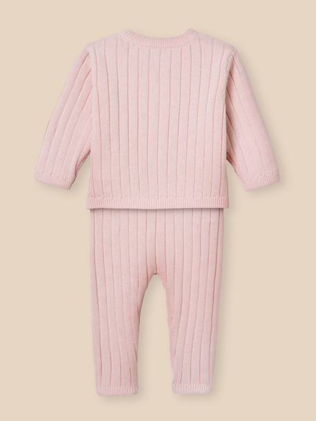 Ensemble bébé coton biologique et laine Rose doux+Sauge 4 - vertbaudet enfant 