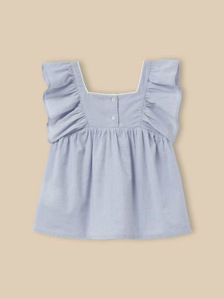 Blouse  en plumetis brodé Bleu clair 3 - vertbaudet enfant 