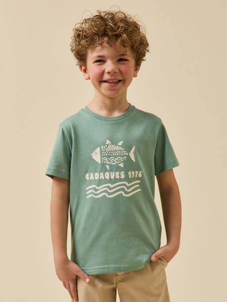 T-shirt imprimé garçon - coton biologique Blanc/surf+Bleu ciel / voilier+Bleu/skate+Celadon/fish+Gris chine/tennis+Marine / surflife 14 - vertbaudet enfant 