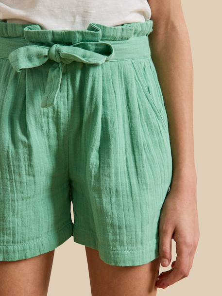 Short  en gaze de coton biologique Chlorophyle+Jaune blanchi+Vert mousse 3 - vertbaudet enfant 