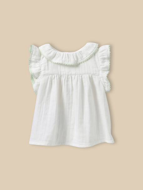 Blouse double gaze de coton bébé Blanc doux+Imprimé  camelia 3 - vertbaudet enfant 
