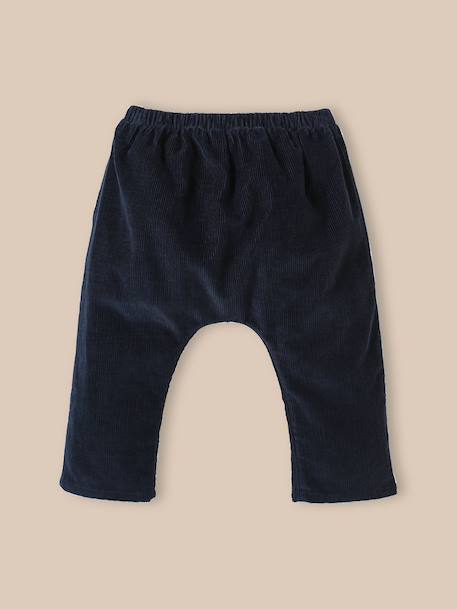Pantalon sarouel en velours bébé Beige+Marine 8 - vertbaudet enfant 