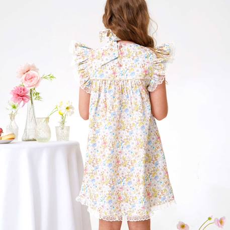 Robe cérémonie  fleurie liberty   appoline Bleu fleuri rose vert+Jaune rose bleu 12 - vertbaudet enfant 