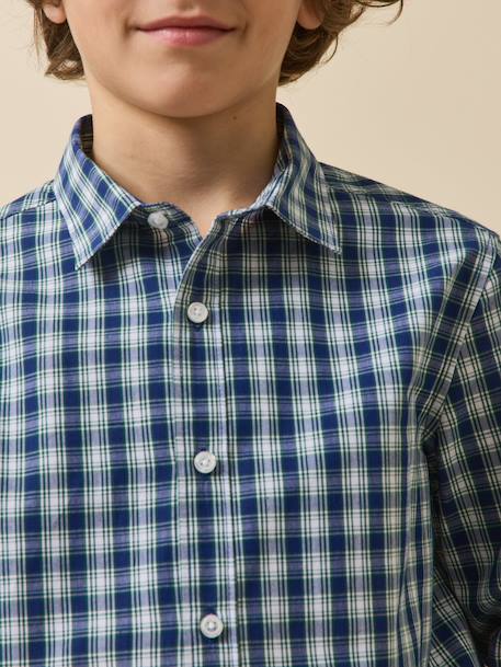 Chemise à carreaux garçon Carreaux bleu/vert 3 - vertbaudet enfant 